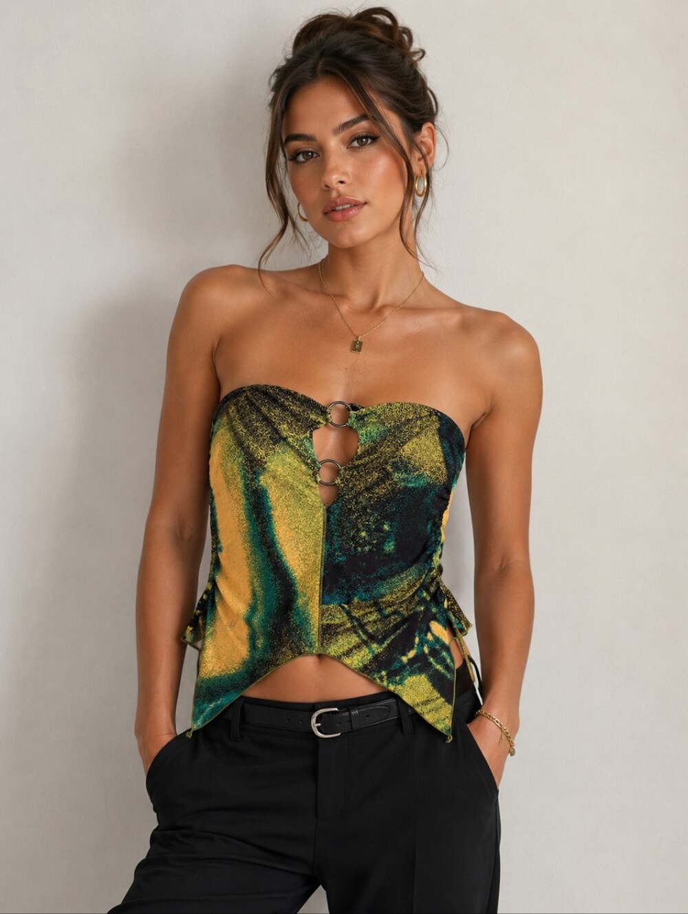 SILENCE + NOISE ABSTRACT HANDKERCHIEF TUBE TOP SIZE S/P